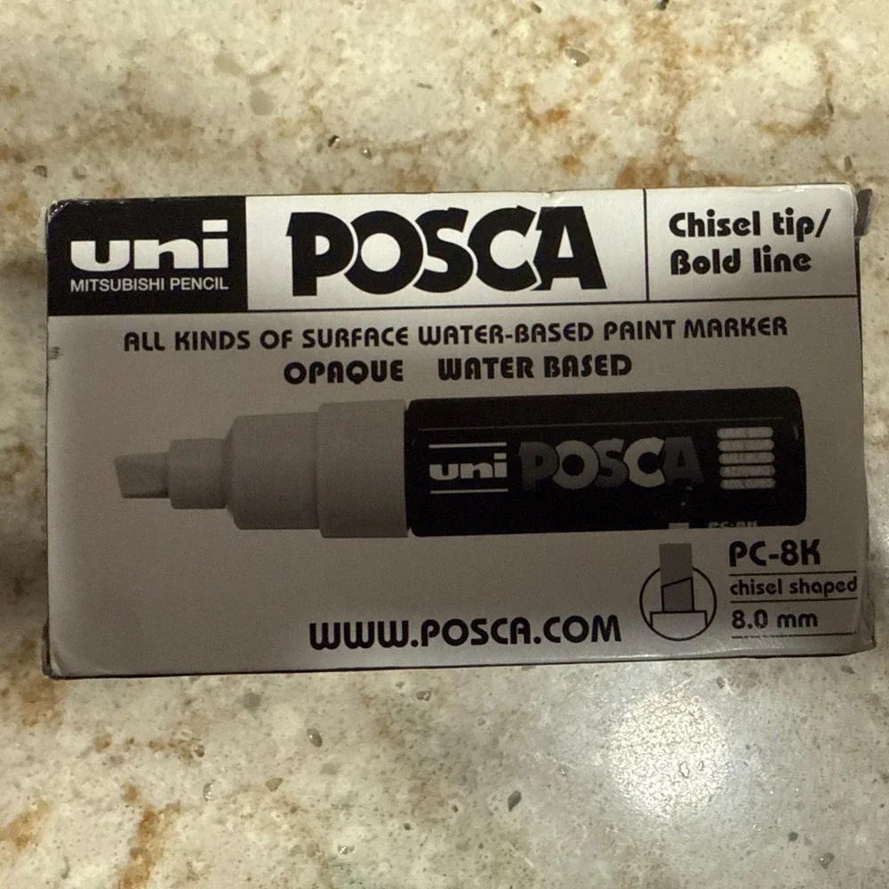 6 Pack of fluorescent 8.0mm UNI POSCA Paint Marker PC-8k Chisel